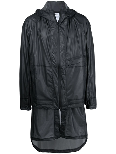 Y-3 Logo-print Hooded Jacket In Black