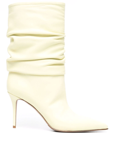 Le Silla Ruched Pointed Ankle Boots In Green
