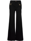 VERSACE JEANS COUTURE BUCKLE-DETAIL FLARED TROUSERS