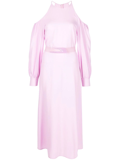 Stella Mccartney Cold-shoulder Belted Dress In Pink