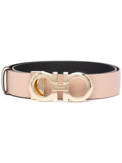 Ferragamo Reversible Gancini Leather Belt In Pink