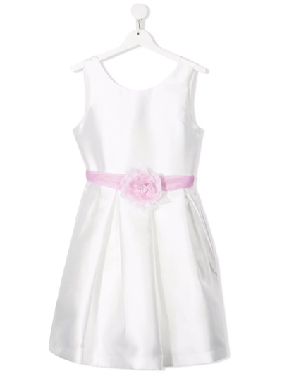 Abel & Lula Kids' Floral-appliqué Sleeveless Dress In Bianco