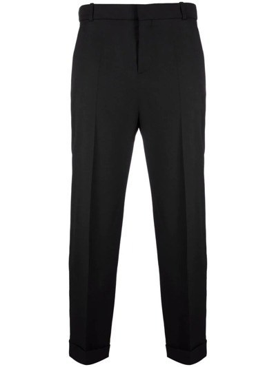 Balmain Wool Cropped Straight-leg Suit Trousers In Blue