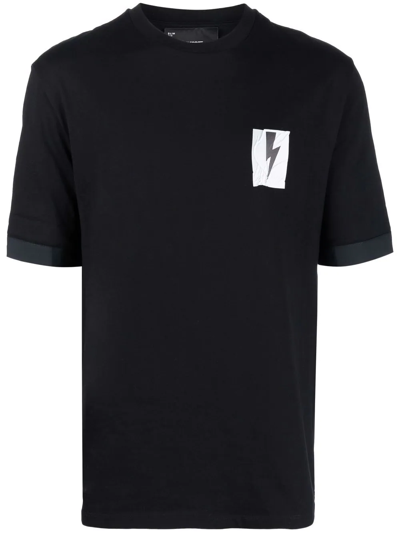Neil Barrett Flag Bolt Cotton T-shirt In Black