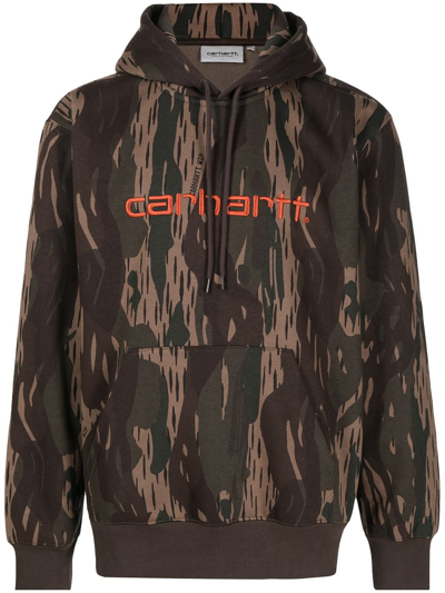 Carhartt Embroidered-logo Hoodie In Brown