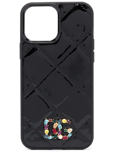 Dolce & Gabbana Logo Embellished Iphone 13 Max Case In Black