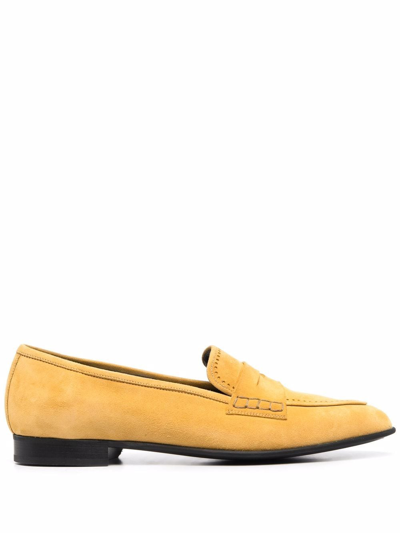 Bally Low-heel Suede Loafers In Ocher