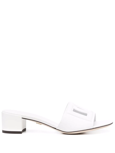Dolce & Gabbana Logo-patch Open-toe Sandals In Weiss