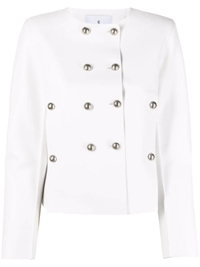 Ermanno Scervino Short Double-breasted White Jacket In Bianco