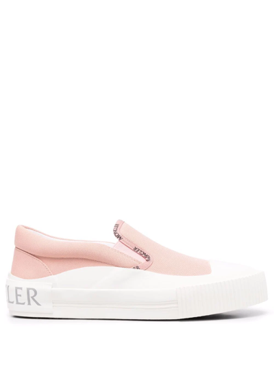 Moncler Logo Trimmed Slip-on Sneakers In Pink
