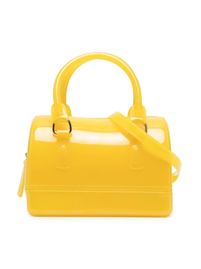 Monnalisa Kids' High-shine Zipped Tote In Yellow