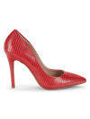 CHARLES BY CHARLES DAVID WOMEN'S LIZARD-EMBOSSED POINT-TOE PUMPS