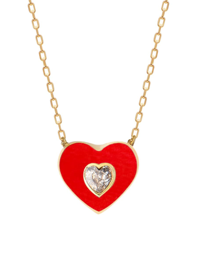 Gabi Rielle Women's Color Forward 14k Gold Vermeil, Crystal & Enamel Heart Necklace