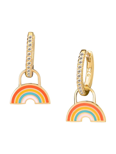 Gabi Rielle Women's Color Forward 14k Gold Vermeil Jeweled Rainbow Huggies Earrings