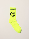 Barrow Socks Neon Yellow Ribbed Cotton Socks With Smile In Yellow