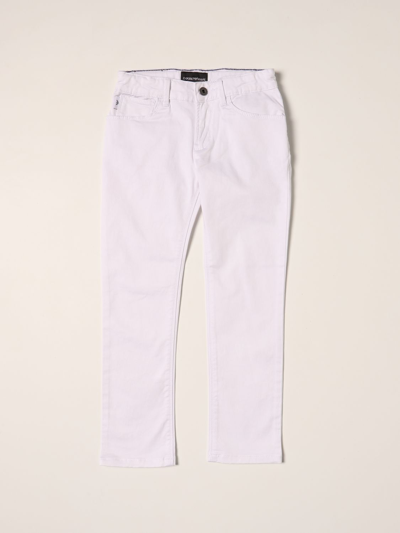 Emporio Armani Kids' Slim Fit Trousers In White