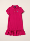 Polo Ralph Lauren Kids' Toddler Girls Cotton Mesh Polo Dress In Fuchsia