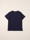 Polo Ralph Lauren Kids' Cotton With Logo T-shirt In Navy