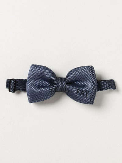 Fay Bow Tie In Cotton And Silk In Blue