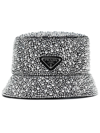 Prada Crystal-embellished Bucket Hat In Schwarz