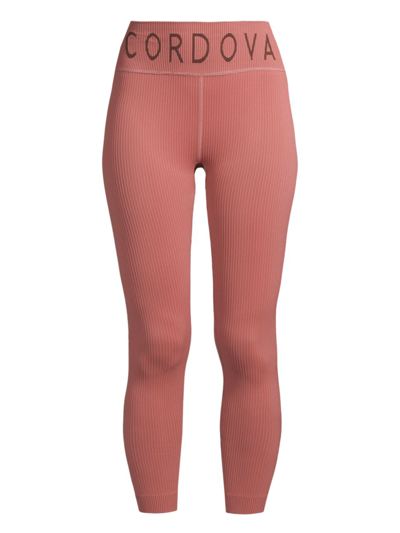 Cordova Rib-knit Logo Leggings In Clay