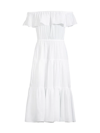 Michael Michael Kors Tiered Off-the-shoulder Midi-dress In White