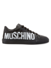 MOSCHINO SIDE-LOGO LEATHER SNEAKERS