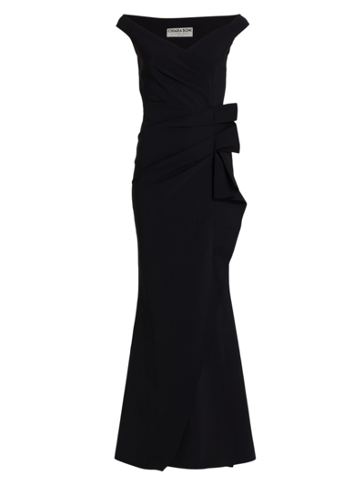 Chiara Boni La Petite Robe Silveria Ruffle Peplum Maxi Gown In Black