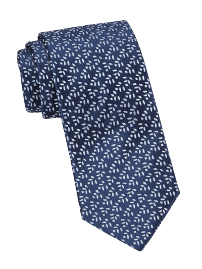 Charvet Leaf Woven Silk Tie In Navy Blue