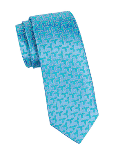Charvet Geometric Fleur Woven Silk Tie In Blue