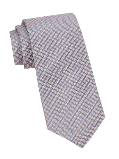 Charvet Geometric Woven Silk Tie In Silver Pink