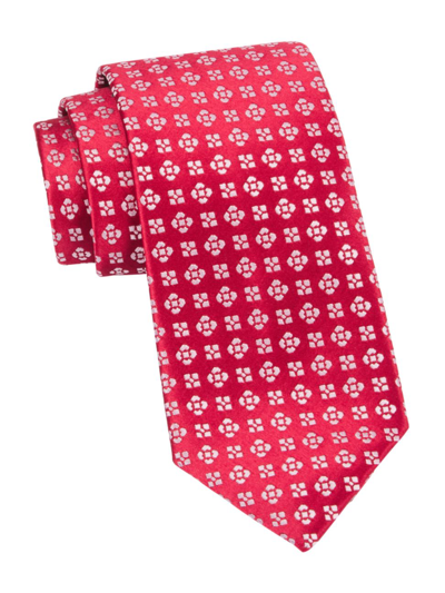 Charvet Geometric Woven Silk Tie In Red Pink