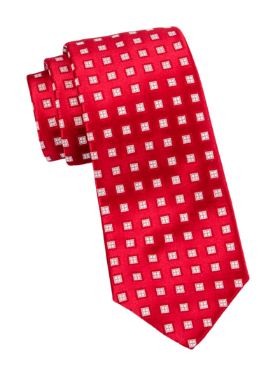 Charvet Diamond Woven Silk Tie In Red White
