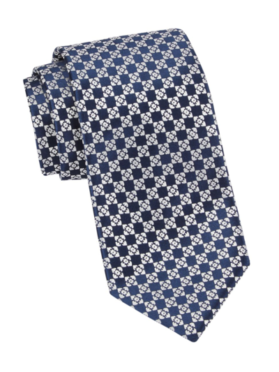 Charvet Diamond Geo Woven Silk Tie In Navy White