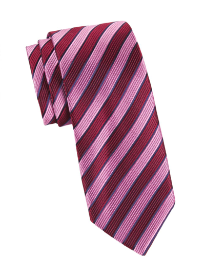 Charvet Stripe Barrell Woven Silk Tie In Pink Purple