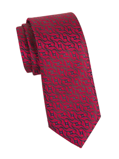 Charvet Swirl Geometric Woven Silk Tie In Red