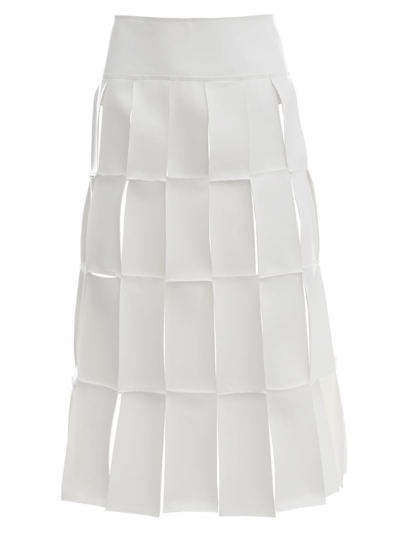 A.w.a.k.e. Double Layered Rectangle Detail Midi Skirt In White