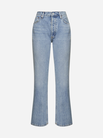 Agolde Mid Rise Relaxed Boot Jeans In Static