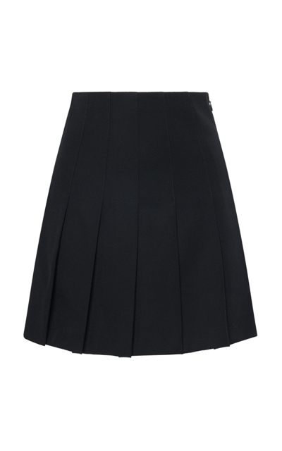 Alessandra Rich Light Wool Pleated Mini Skirt In Black