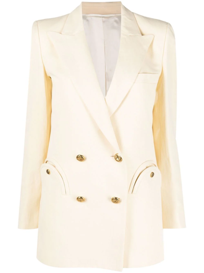Blazé Milano Savannah Everyday Double-breasted Linen And Silk-blend Blazer In Neutral