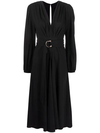 Maria Lucia Hohan V-neck Long-sleeve Dress In Schwarz