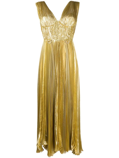 Maria Lucia Hohan V-neck Sleeveless Dress In Gold