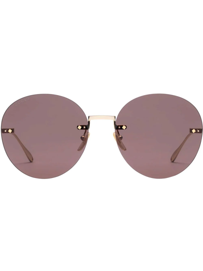 Gucci Frameless Round Sunglasses In Braun