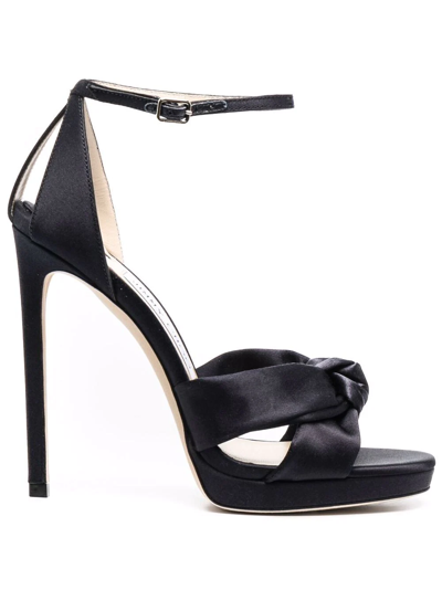 Jimmy Choo Rosie Knot Leather Ankle-strap Sandals In Black
