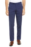 Ted Baker Jefferson Flat Front Solid Wool Dress Pants In Blue