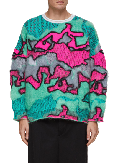 Loewe Mohair Blend Sweater With Camouflage Pattern In Multi-colour