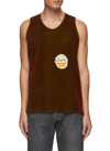 Doublet Kids Brown Flocked Kiwi Tank Top In Brown