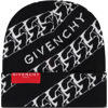 Givenchy Logo Chain-print Beanie In Black