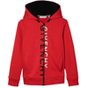 GIVENCHY GIVENCHY BOYS SPLIT LOGO PRINT HOODIE RED,H25260/991-14Y
