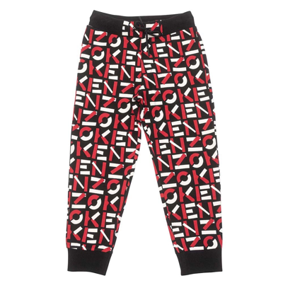Kenzo Kids' Sports Trousers With Print In Nero